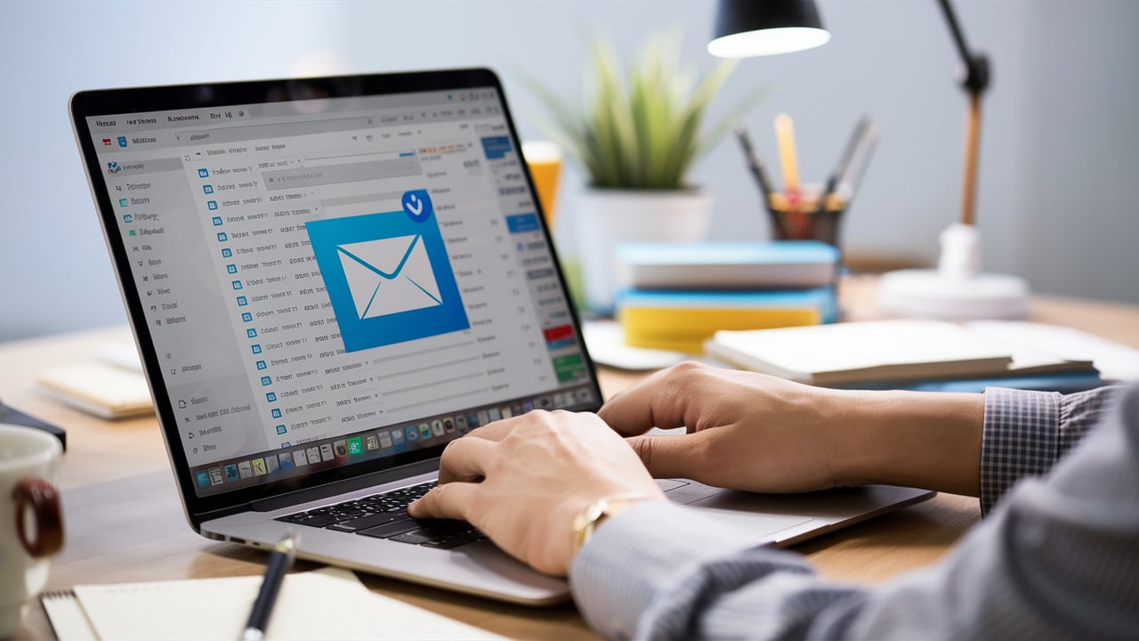 Persona revisando su bandeja de entrada de correo corporativo en una laptop en Guatemala