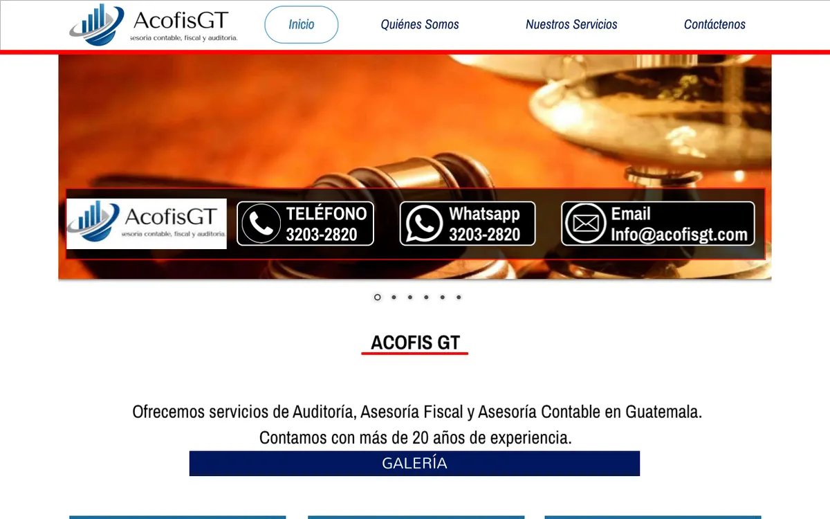 Página web de Acofis GT, empresa de auditoría y finanzas en Guatemala
