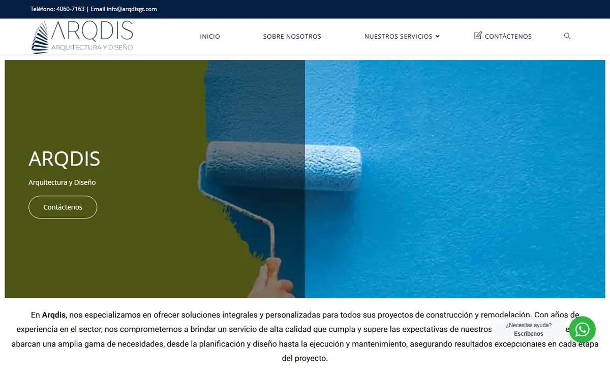 Página web de Arqdis, empresa de arquitectura y diseño en Guatemala