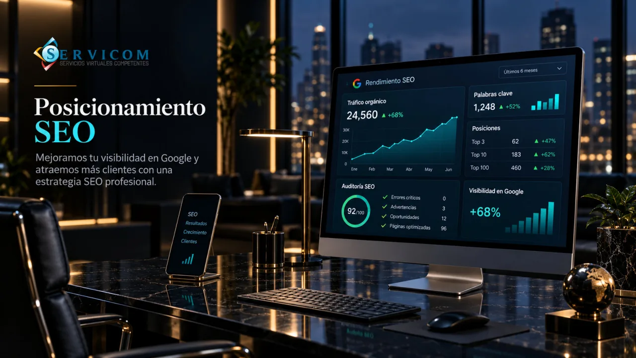 Servicom: posicionamiento web SEO en Guatemala, resultados reales de tráfico orgánico y palabras clave en Google